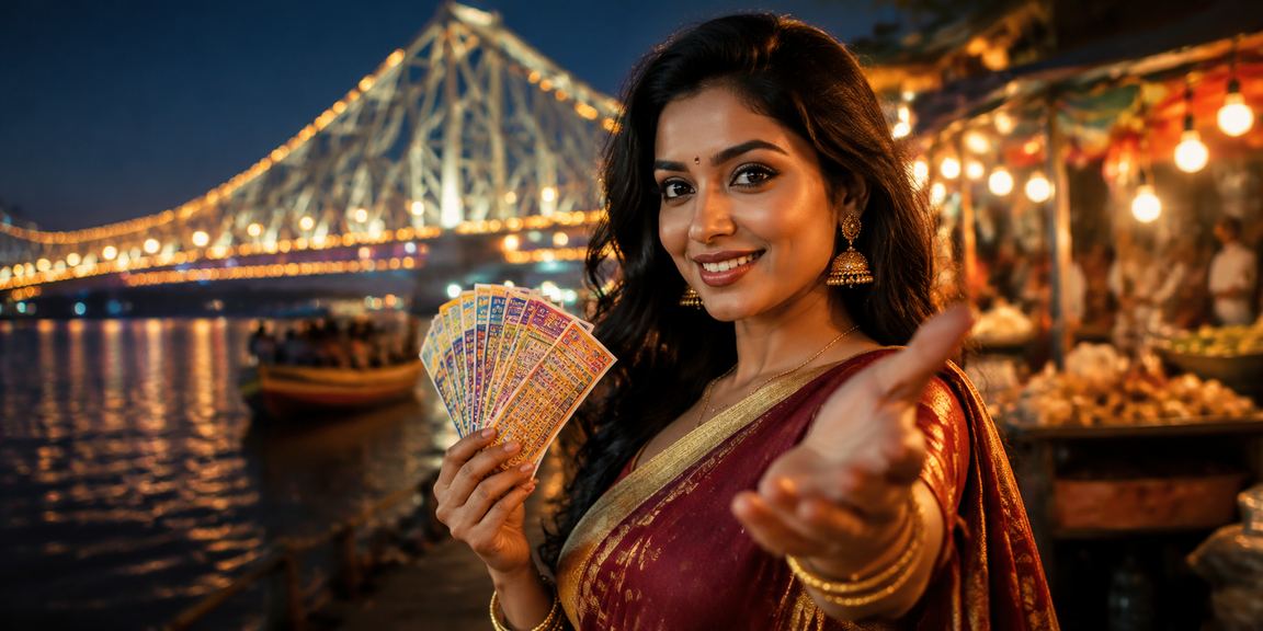 Night market near Howrah Bridge associated with lottery excitement in Kolkata